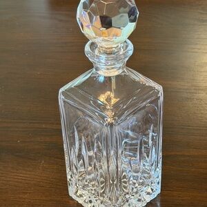 Vintage Crystal Glass Decanter with Faceted Stopper - Clear